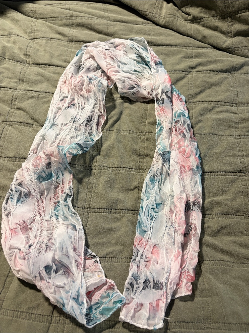 Lightweight Pink & Blue Crinkle Scarf - Brand Unspecified